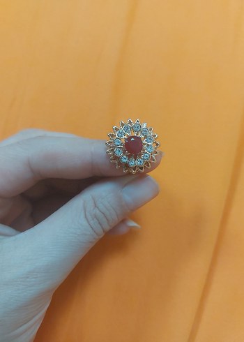 Kırmızı Boncuklu Vintage Kadın Yüzük - Görsel 5