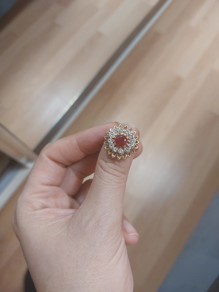 Kırmızı Boncuklu Vintage Kadın Yüzük - Görsel 4