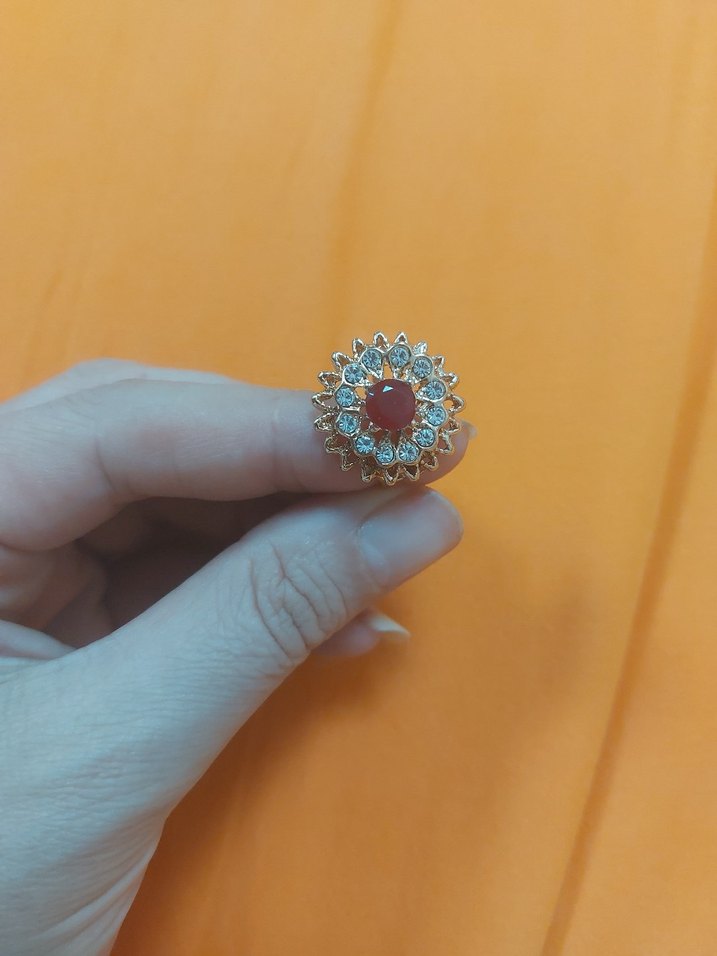 Kırmızı Boncuklu Vintage Kadın Yüzük - Görsel 5