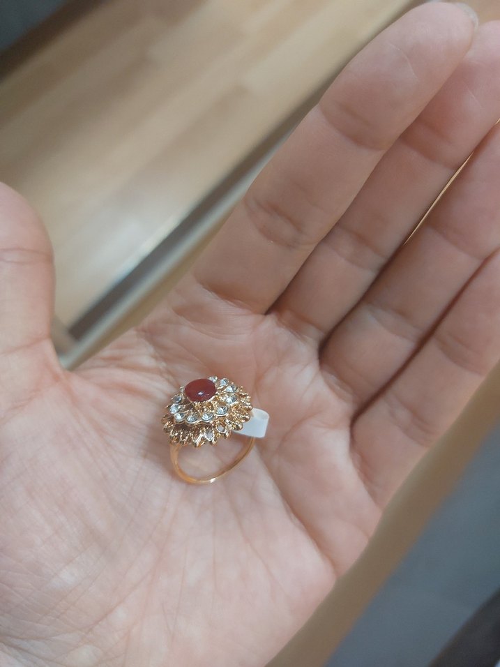 Kırmızı Boncuklu Vintage Kadın Yüzük - Görsel 2
