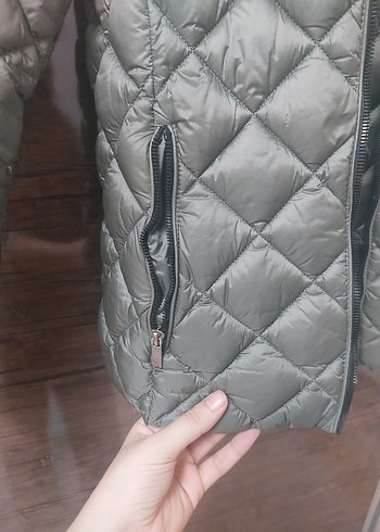 yeşil Kapitone Fermuarlı Kadın Mont - Görsel 5