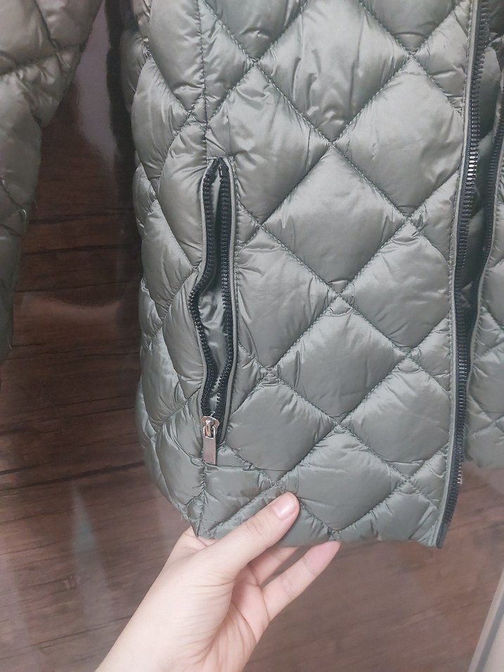 yeşil Kapitone Fermuarlı Kadın Mont - Görsel 5