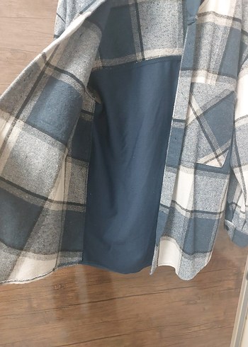 Gri Ekose Düğmeli Kadın Gömlek - Görsel 6