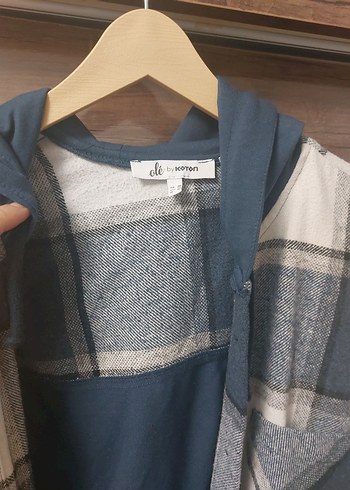 Gri Ekose Düğmeli Kadın Gömlek - Görsel 3