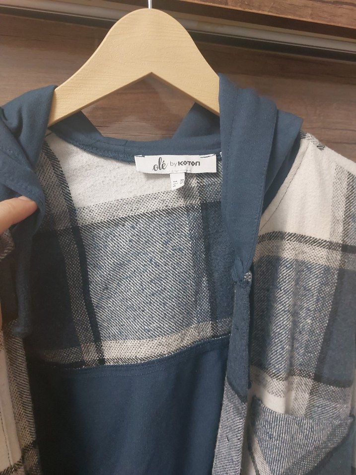 Gri Ekose Düğmeli Kadın Gömlek - Görsel 3