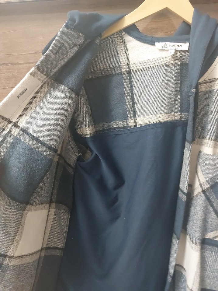 Gri Ekose Düğmeli Kadın Gömlek - Görsel 4