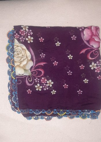 Dantel Detaylı Mor Bohem Kadın Fular - Görsel 2