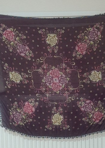 Dantel Detaylı Mor Bohem Kadın Fular - Görsel 4