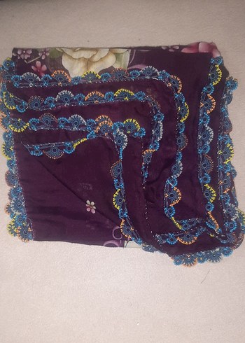 Dantel Detaylı Mor Bohem Kadın Fular - Görsel 3