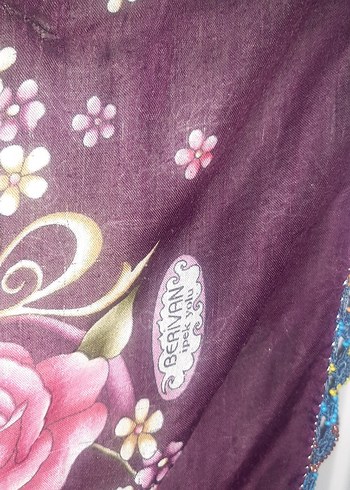 Dantel Detaylı Mor Bohem Kadın Fular - Görsel 7