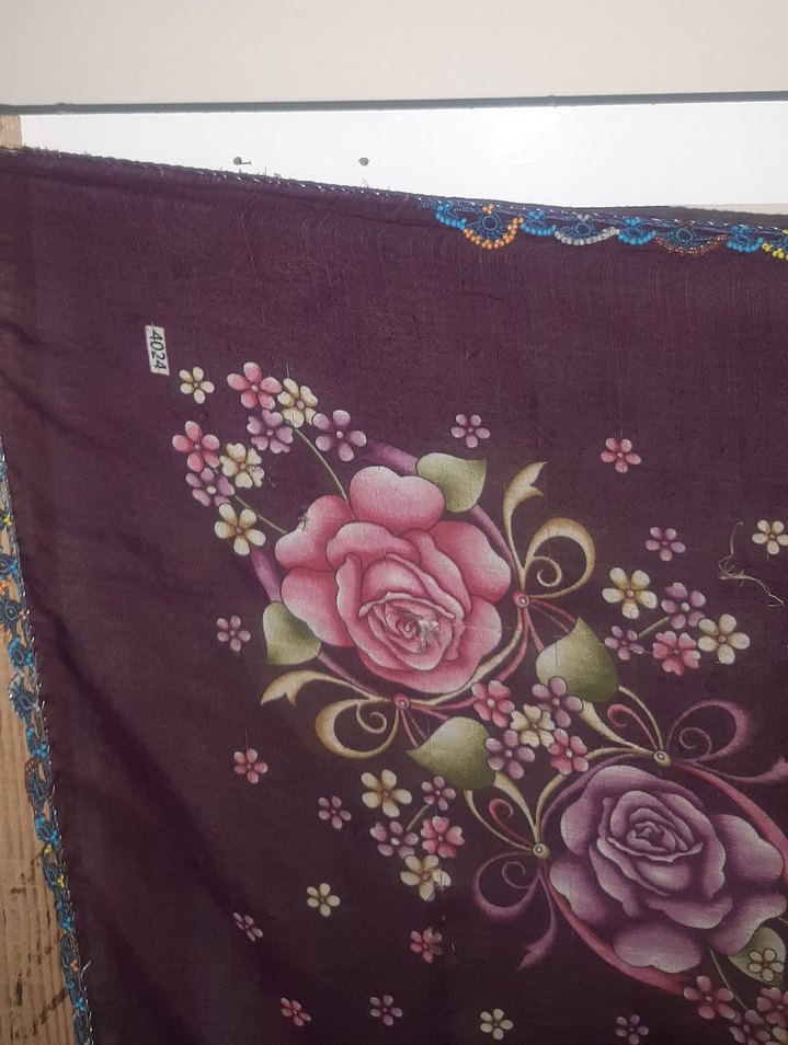 Dantel Detaylı Mor Bohem Kadın Fular - Görsel 5