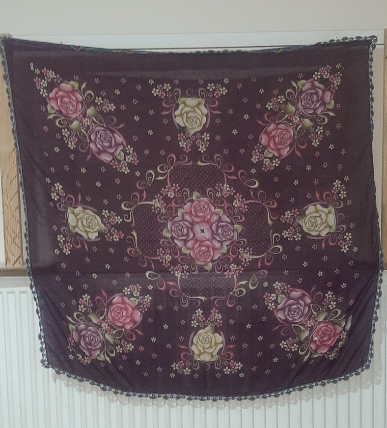 Dantel Detaylı Mor Bohem Kadın Fular - Görsel 4