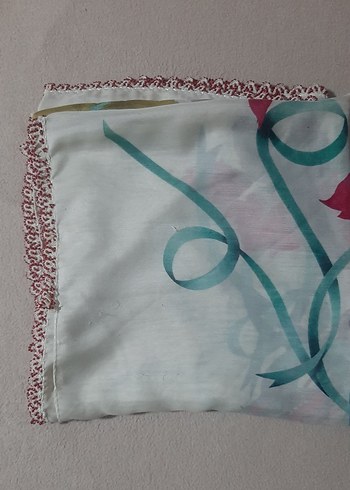 Boncuk oyalı Beyaz Bohem Kadın yazma - Görsel 4