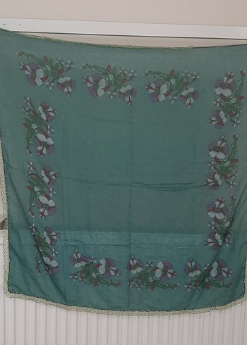 Dantel Detaylı Turkuaz Bohem Kadın Fular - Görsel 6