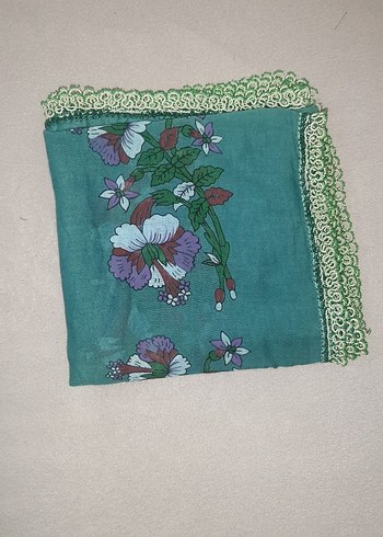 Dantel Detaylı Turkuaz Bohem Kadın Fular - Görsel 2