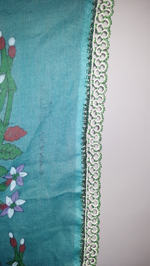 Dantel Detaylı Turkuaz Bohem Kadın Fular - Görsel 5