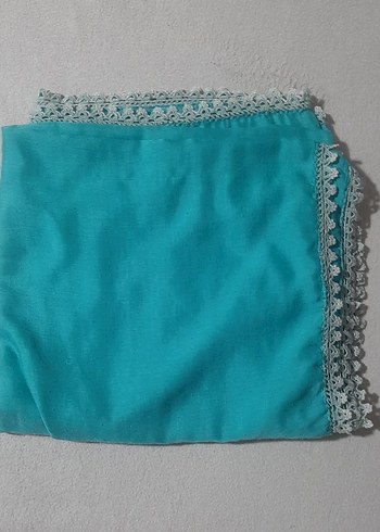 Dantel Detaylı Turkuaz Kadın yazma - Görsel 2