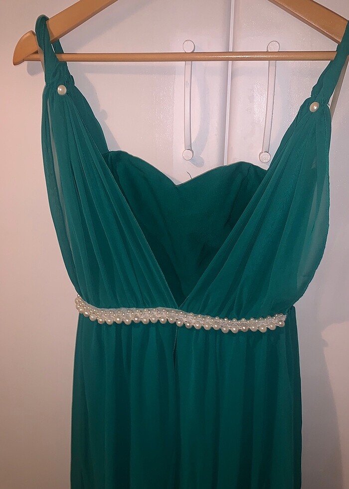 Yeşil tuvalet abiye elbise - Görsel 2