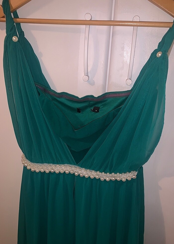 Yeşil tuvalet abiye elbise - Görsel 3