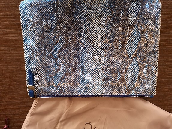 Hotiç yeni Mavi Yılan Desenli Metalik efektli Kumaş çanta 