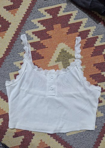 crop dantel askılı üst