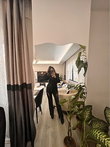 36 Beden siyah Renk #pantolon Kuş gözü detaylı pantolon
