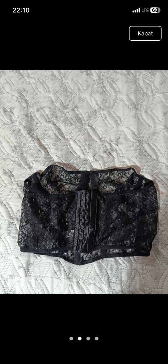 Kısa Siyah Gotik Dantel Büstiyer - Görsel 2