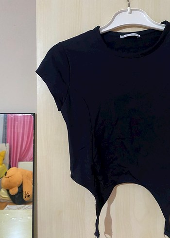 Siyah Kısa Crop Top bershka - Görsel 2