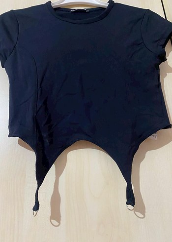 Siyah Kısa Crop Top bershka - Görsel 4