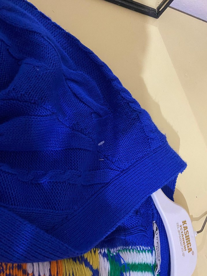 Renkli Desenli Uzun Örgü Kadın Hırka - Görsel 4