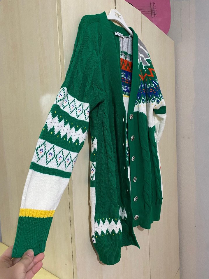 Renkli Desenli Bohem Kadın Hırka - Görsel 3