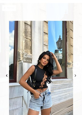 s Beden siyah Renk Siyah Bağcıklı Mini Crop Top