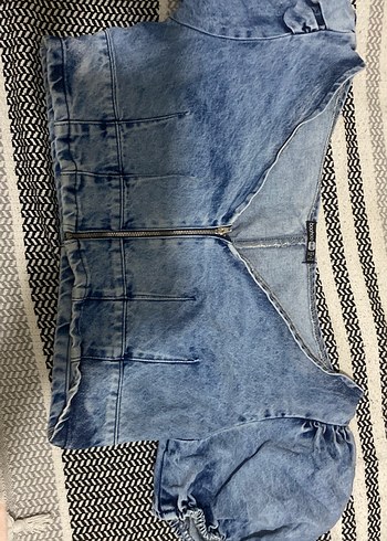 Mavi Bağcıklı Denim Ceket