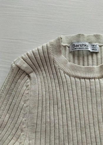 Bershka Bej Kadın Fitilli Kısa Kazak