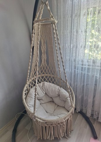 Ikea Beyaz Örgü Askılı Hamak salıncak