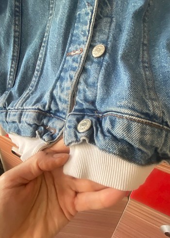 Kadın Mavi Düğmeli Kot Ceket - Görsel 4