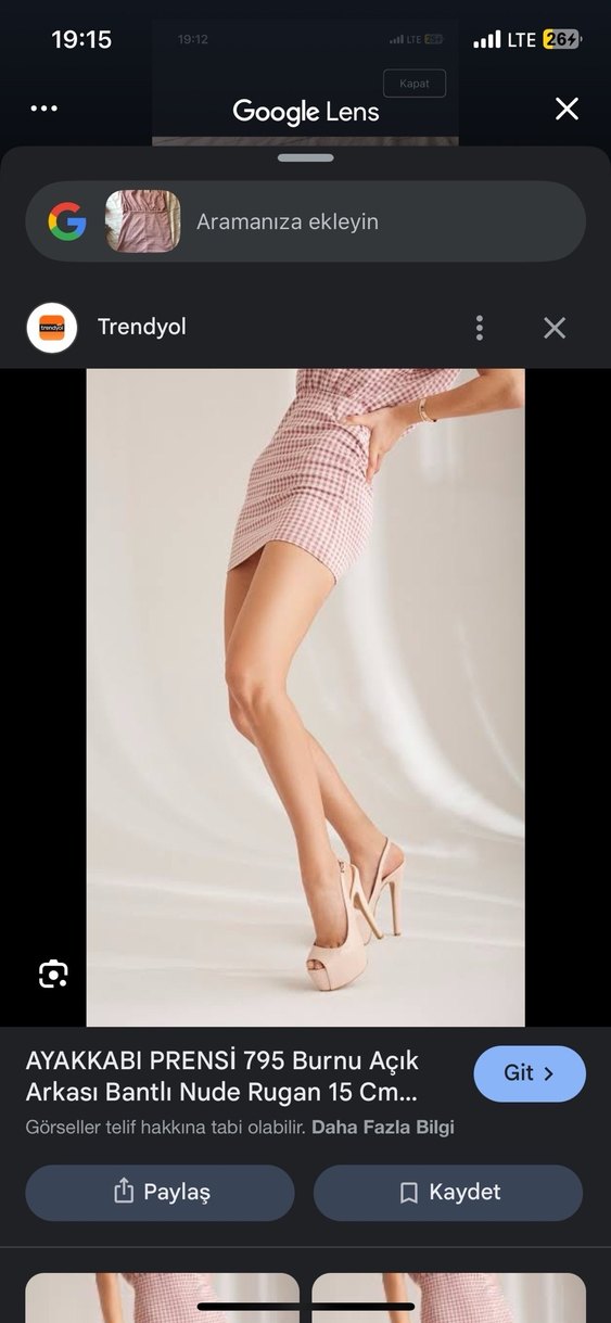 Pembe Mini Kemerli V Yaka Elbise - Görsel 3