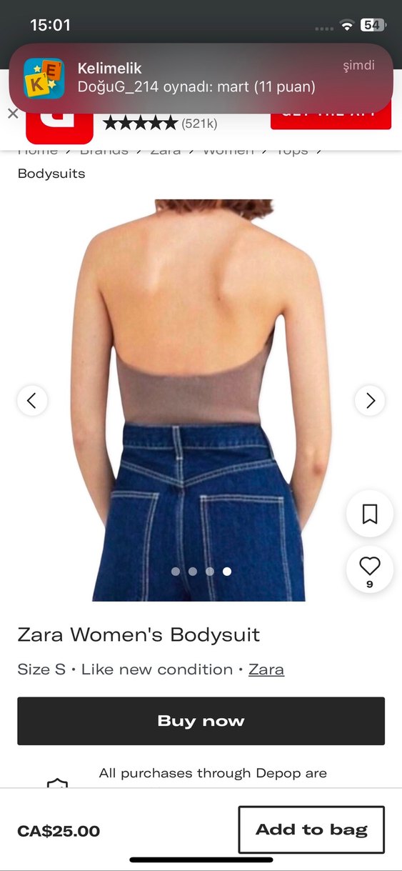 Zara Kadın Bej Askılı Bodysuit - Görsel 3