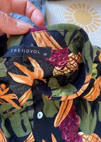 Bohem Tarzı Yeşil Desenli Mini Gömlek ve şort - Görsel 6