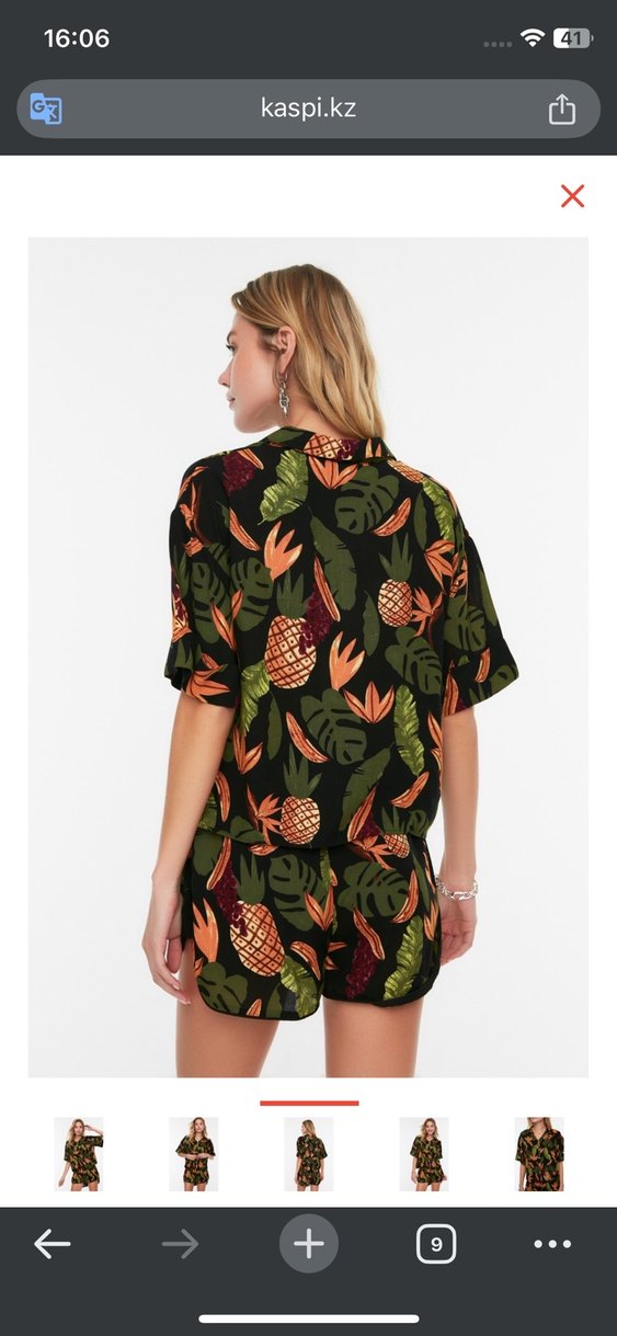 Bohem Tarzı Yeşil Desenli Mini Gömlek ve şort - Görsel 2