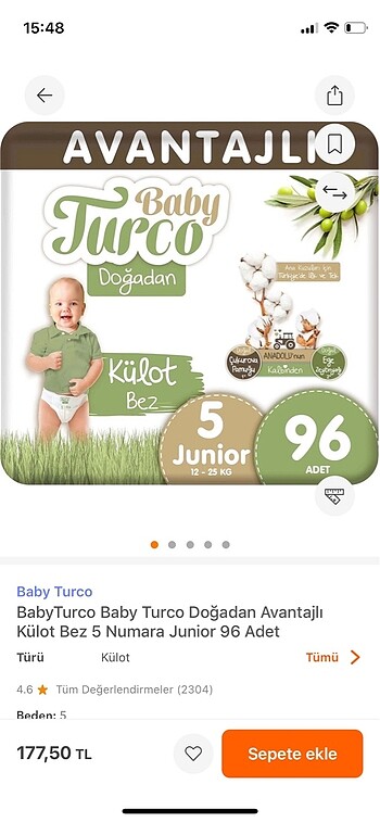 Baby turco 5 numara 96 adet