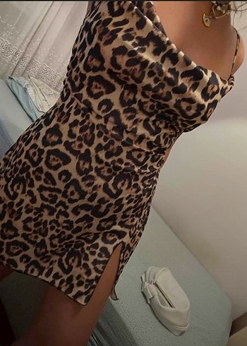 Zara viral Leopar Desenli Mini Elbise - Görsel 4