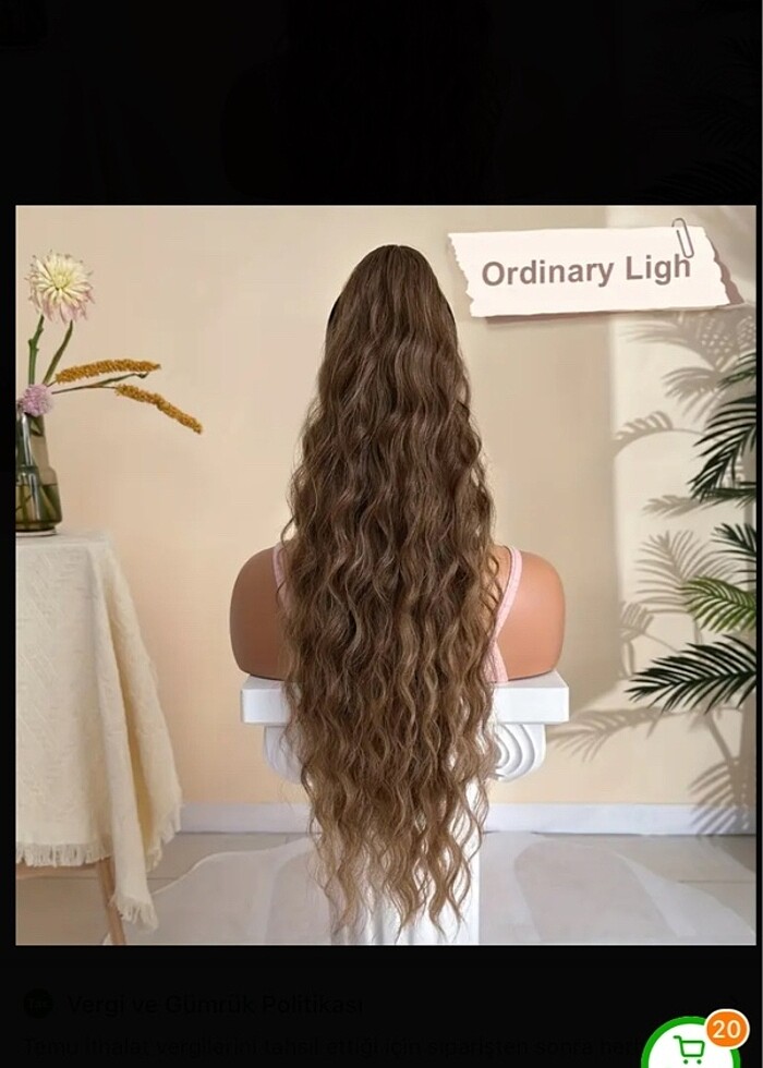 At kuyruğu 71 cm fiber sentetik kumral - Görsel 2