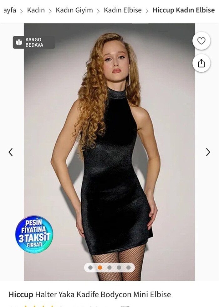 Halter yaka kadife elbise - Görsel 2