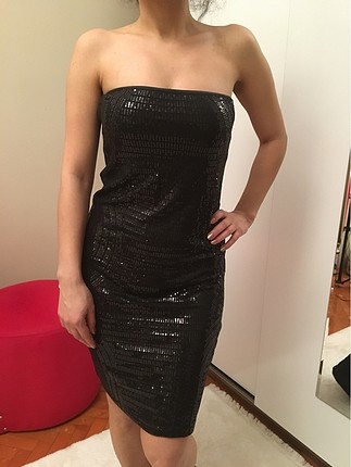 Designer Pul payet straplez elbise