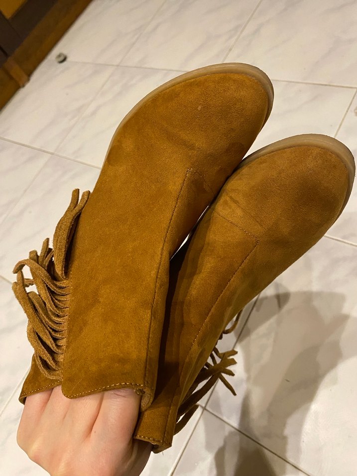 Süet Püsküllü Topuklu Kadın Bot western - Görsel 5