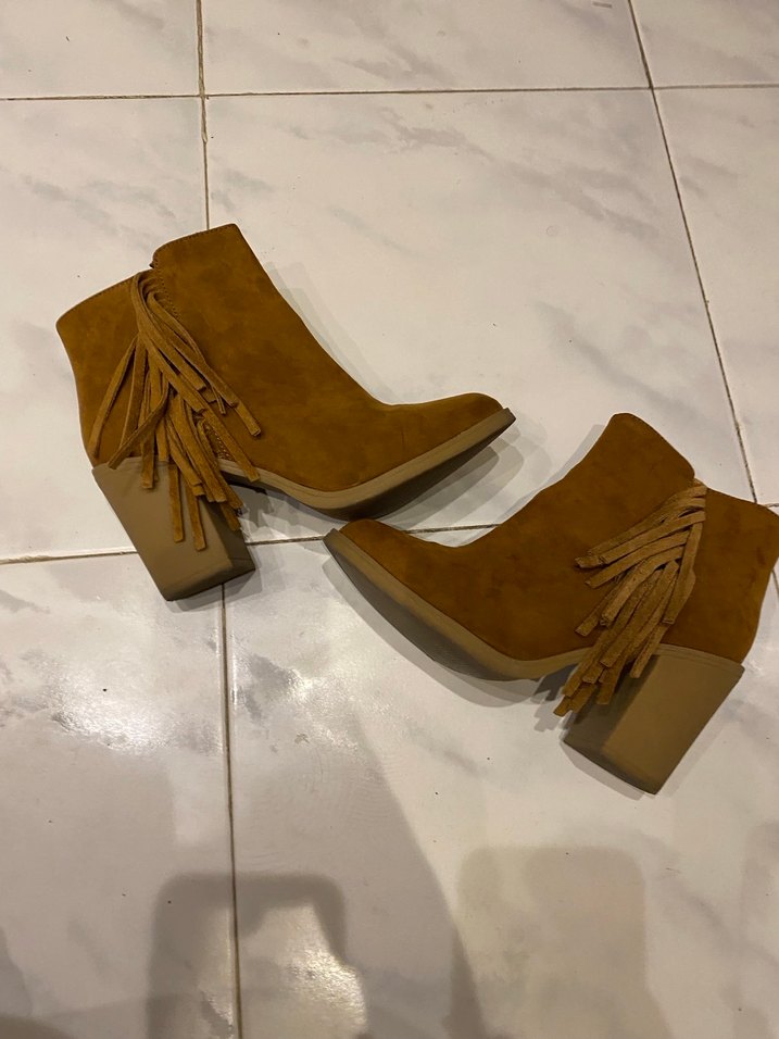 Süet Püsküllü Topuklu Kadın Bot western - Görsel 3