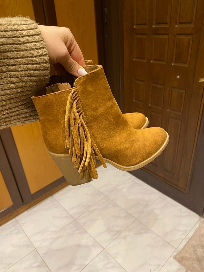 Süet Püsküllü Topuklu Kadın Bot western - Görsel 2