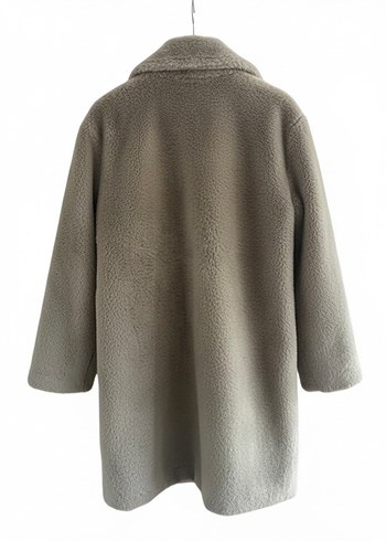 Bej Kadın Uzun Peluş Kurk Kaban - Görsel 2