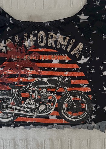 Siyah Baskılı Biker Bikini Üstü - Görsel 3